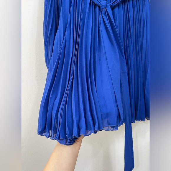 Blue Pleated Long Sleeve SamEdelman Women's Plisse Long-SleeveTie-Waist DressNWT - Picture 7 of 15